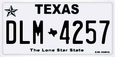 TX license plate DLM4257