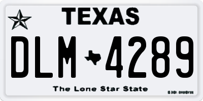 TX license plate DLM4289