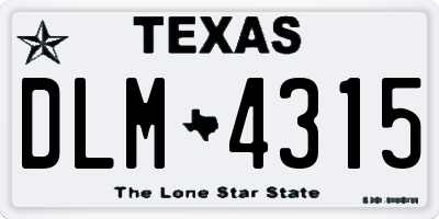 TX license plate DLM4315