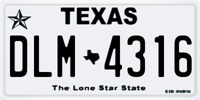 TX license plate DLM4316
