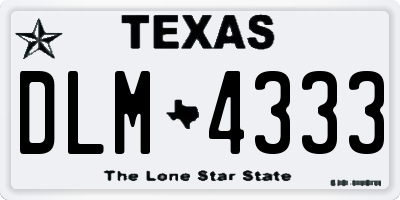TX license plate DLM4333
