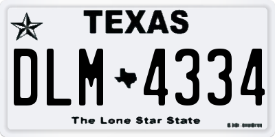TX license plate DLM4334