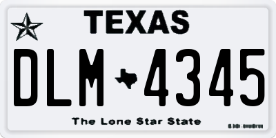 TX license plate DLM4345