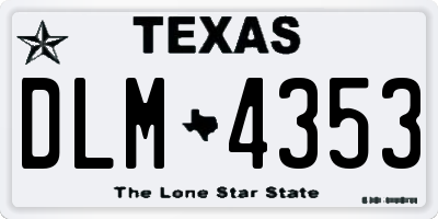 TX license plate DLM4353