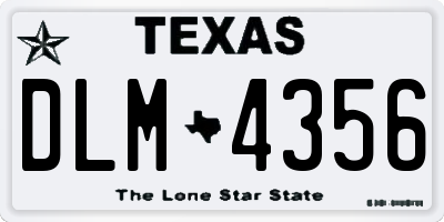TX license plate DLM4356