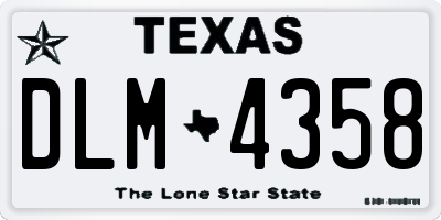 TX license plate DLM4358