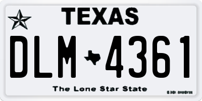 TX license plate DLM4361