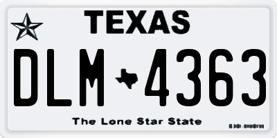TX license plate DLM4363