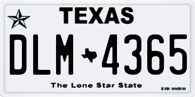 TX license plate DLM4365