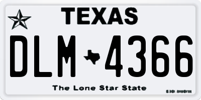 TX license plate DLM4366