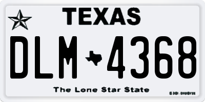 TX license plate DLM4368