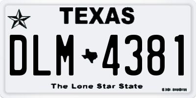 TX license plate DLM4381