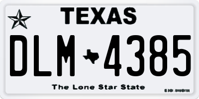 TX license plate DLM4385