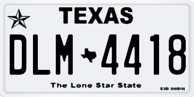 TX license plate DLM4418