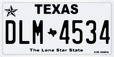 TX license plate DLM4534