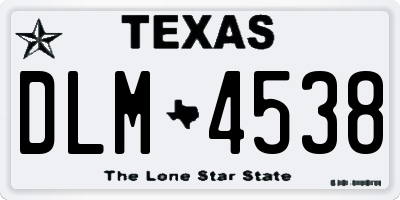 TX license plate DLM4538