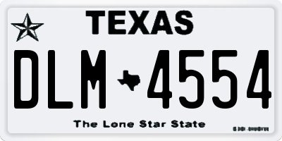 TX license plate DLM4554