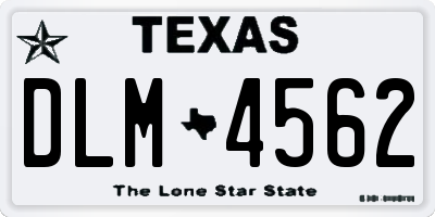 TX license plate DLM4562