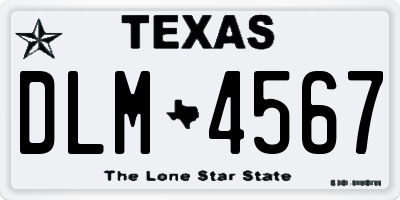TX license plate DLM4567