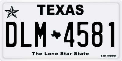 TX license plate DLM4581