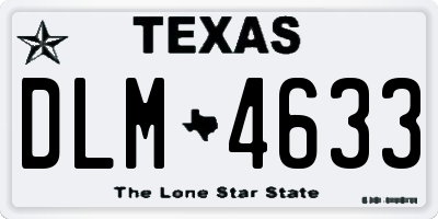 TX license plate DLM4633