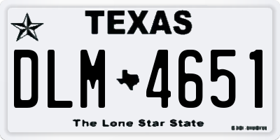 TX license plate DLM4651