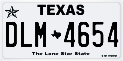 TX license plate DLM4654