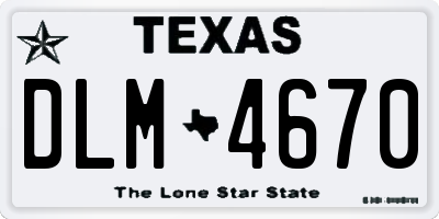 TX license plate DLM4670