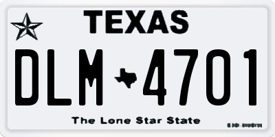 TX license plate DLM4701