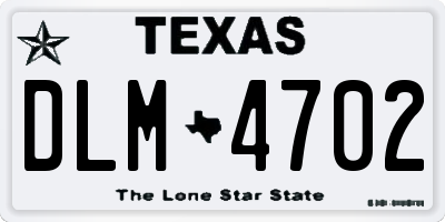TX license plate DLM4702