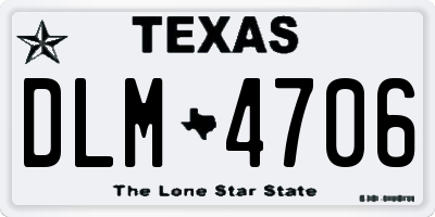 TX license plate DLM4706