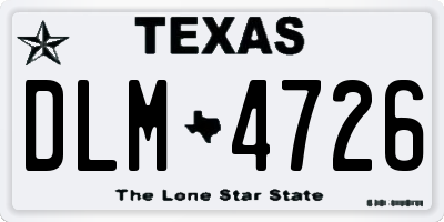 TX license plate DLM4726