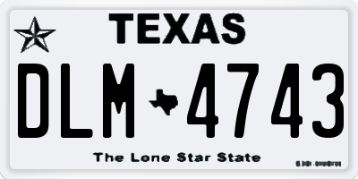 TX license plate DLM4743