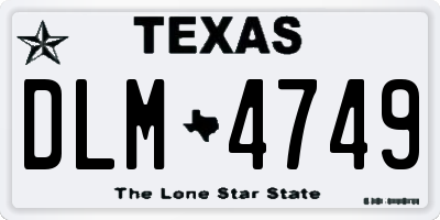 TX license plate DLM4749