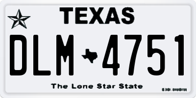 TX license plate DLM4751