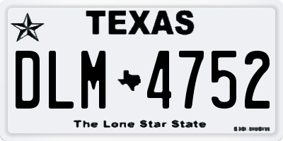 TX license plate DLM4752