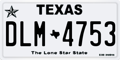 TX license plate DLM4753