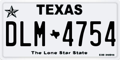 TX license plate DLM4754