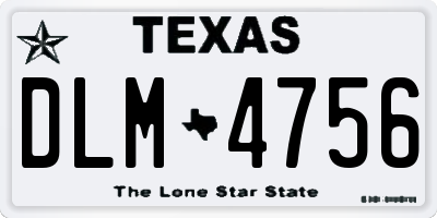 TX license plate DLM4756