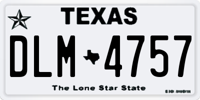 TX license plate DLM4757