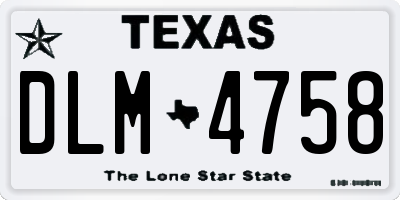 TX license plate DLM4758