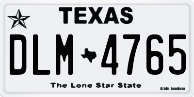 TX license plate DLM4765