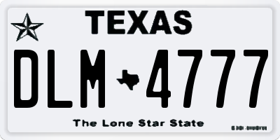 TX license plate DLM4777