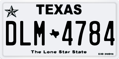 TX license plate DLM4784