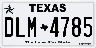 TX license plate DLM4785