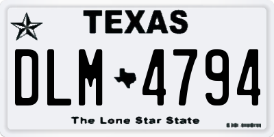 TX license plate DLM4794