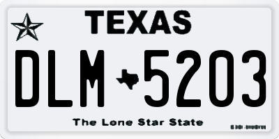 TX license plate DLM5203