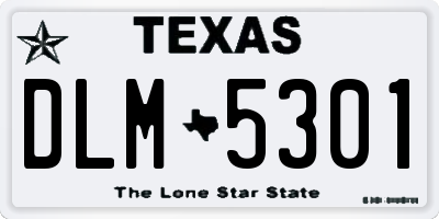 TX license plate DLM5301