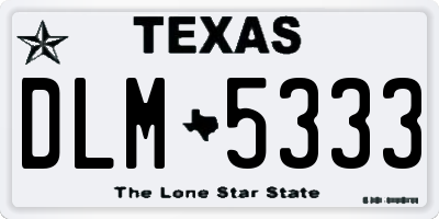 TX license plate DLM5333