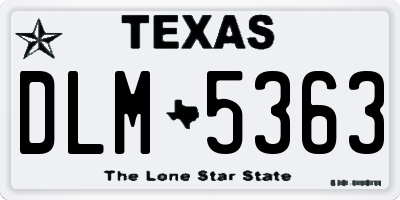 TX license plate DLM5363